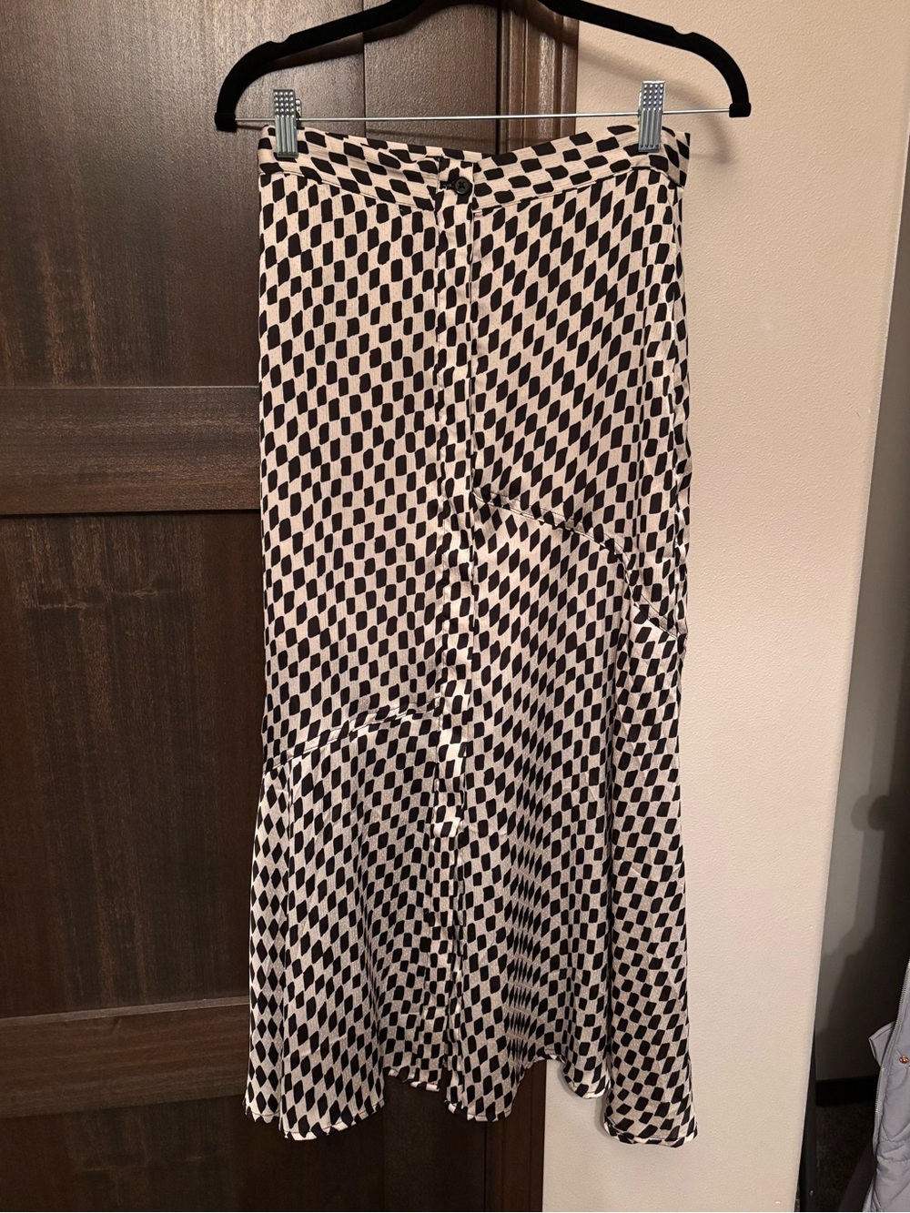 Mango Black and White Geo-Print Maxi Skirt